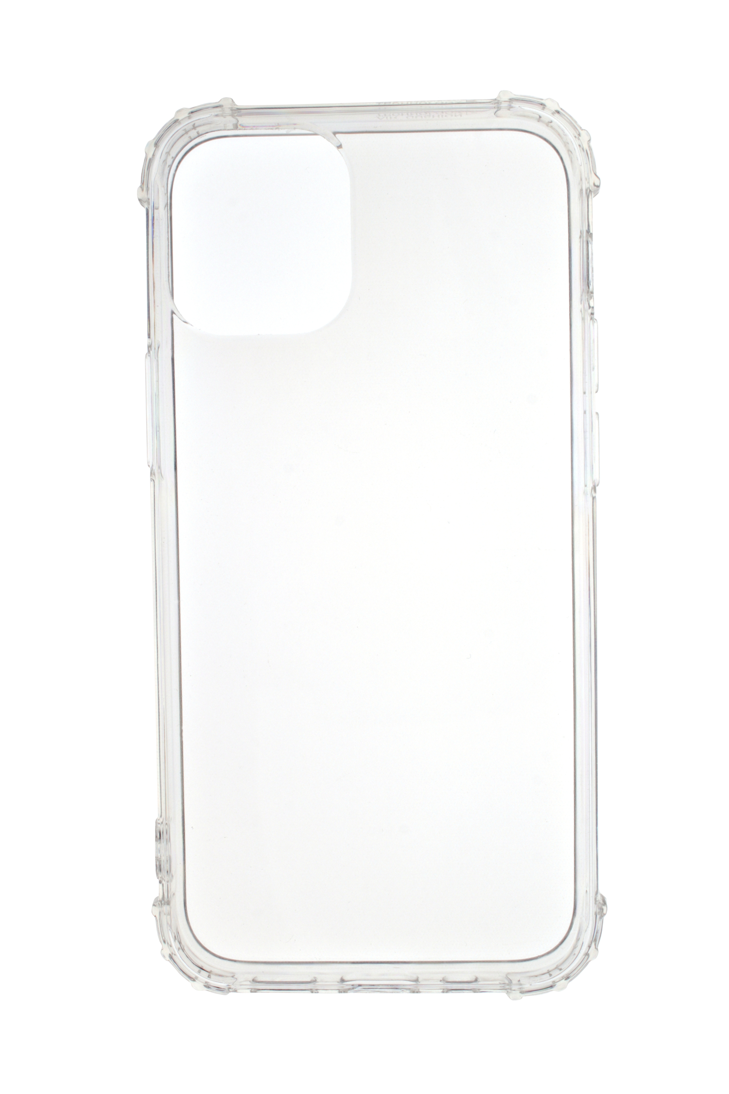 Transparente Handyhülle mit robusten Ecken, auf weißem Hintergrund.