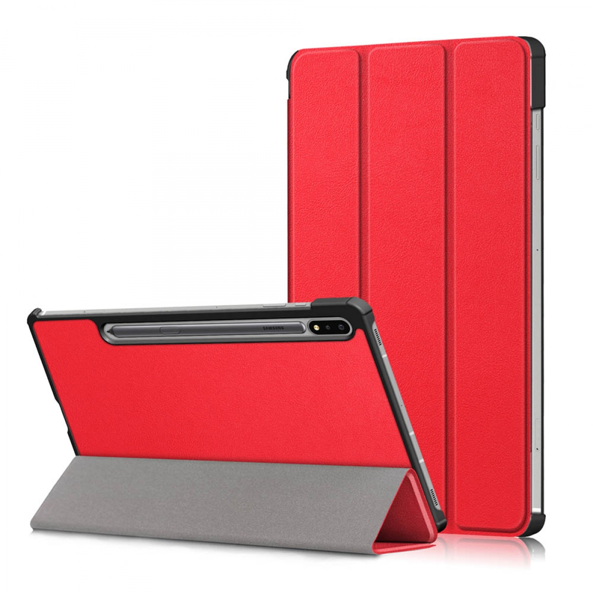 CASEONLINE Aktiv Rot Bookcover Samsung Kunststoff, Tablethülle für