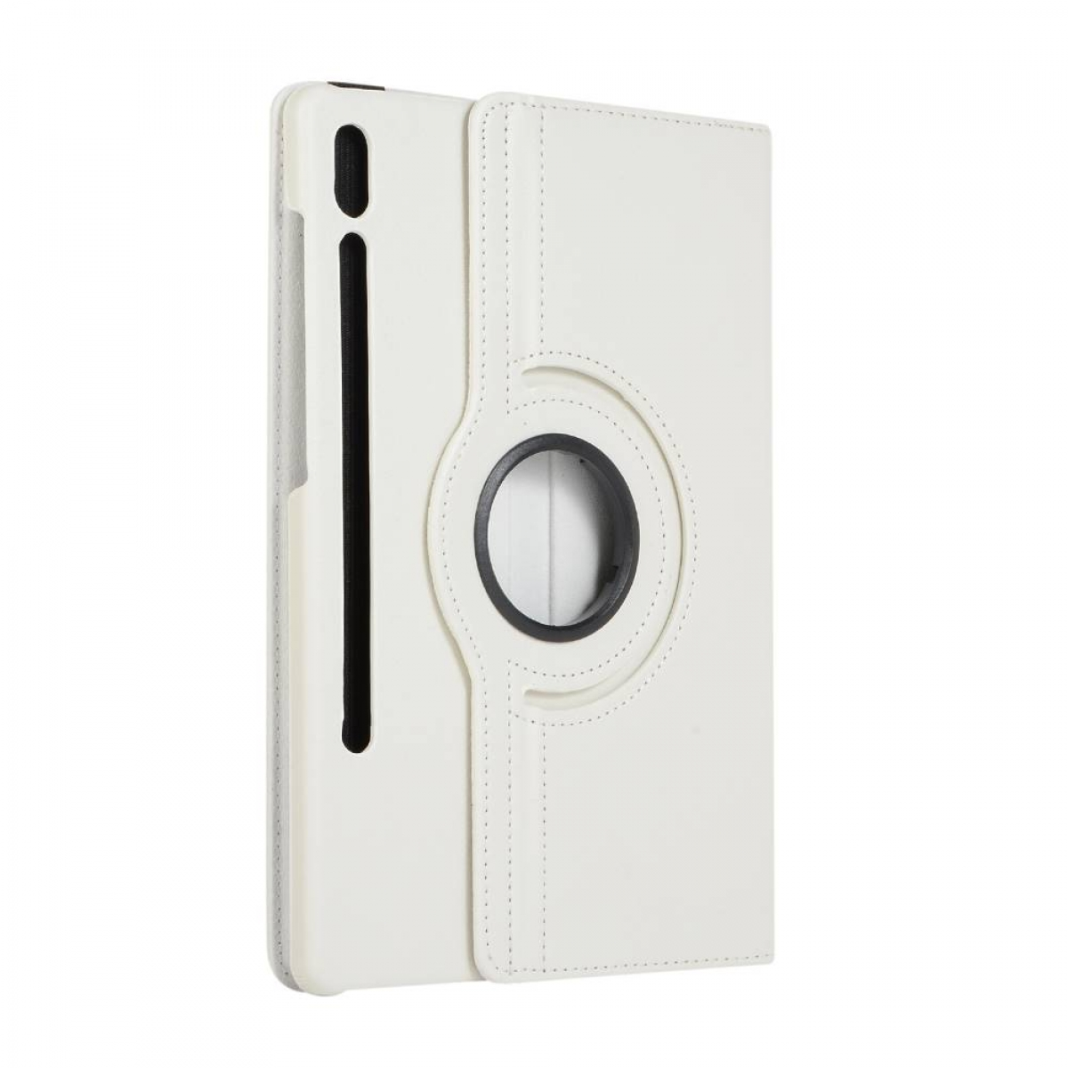 CASEONLINE Tablethülle Synthetic 360 Leather, Weiß Drehbar Samsung Cover für Full