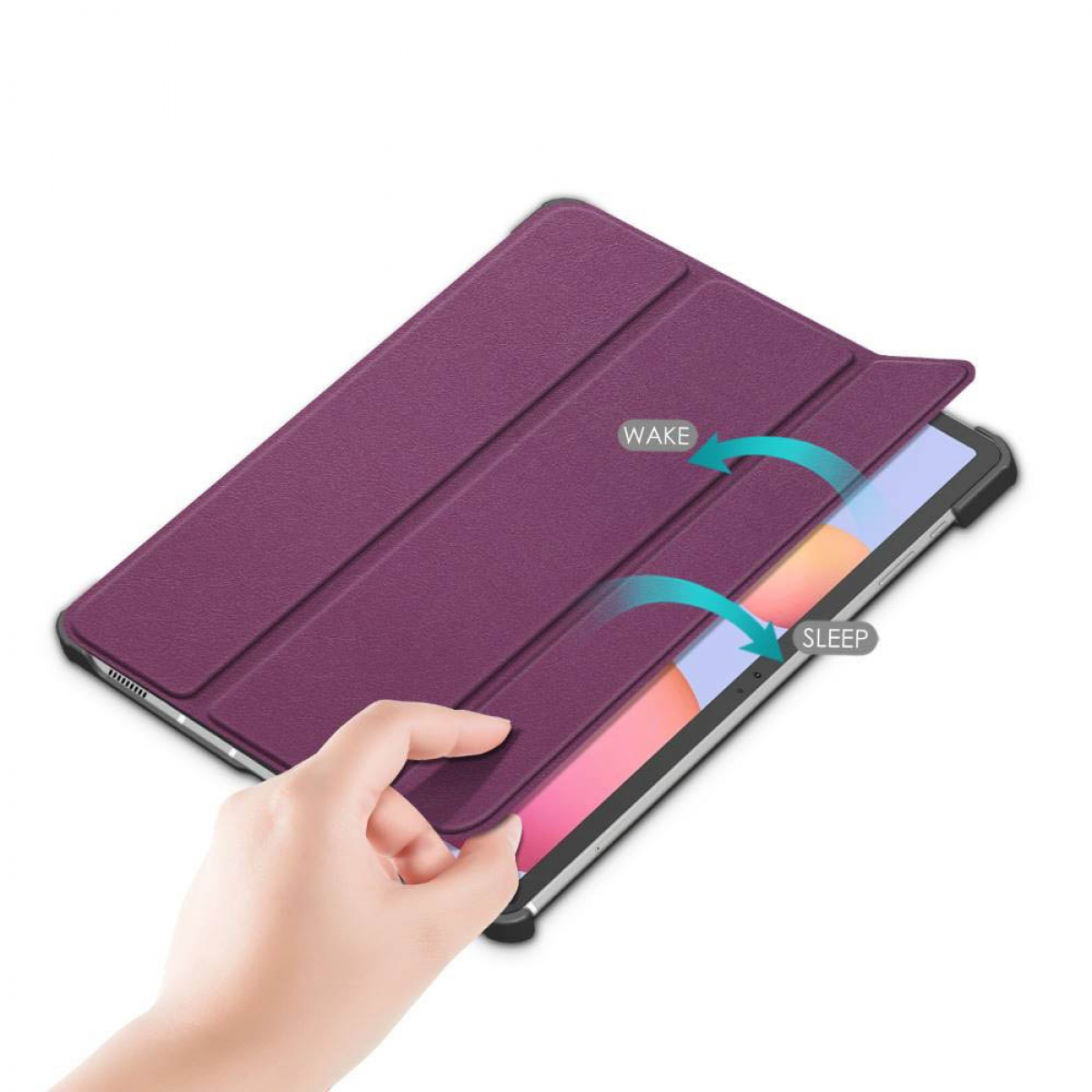 Violett Bookcover Tablethülle Aktiv für CASEONLINE Kunststoff, Samsung