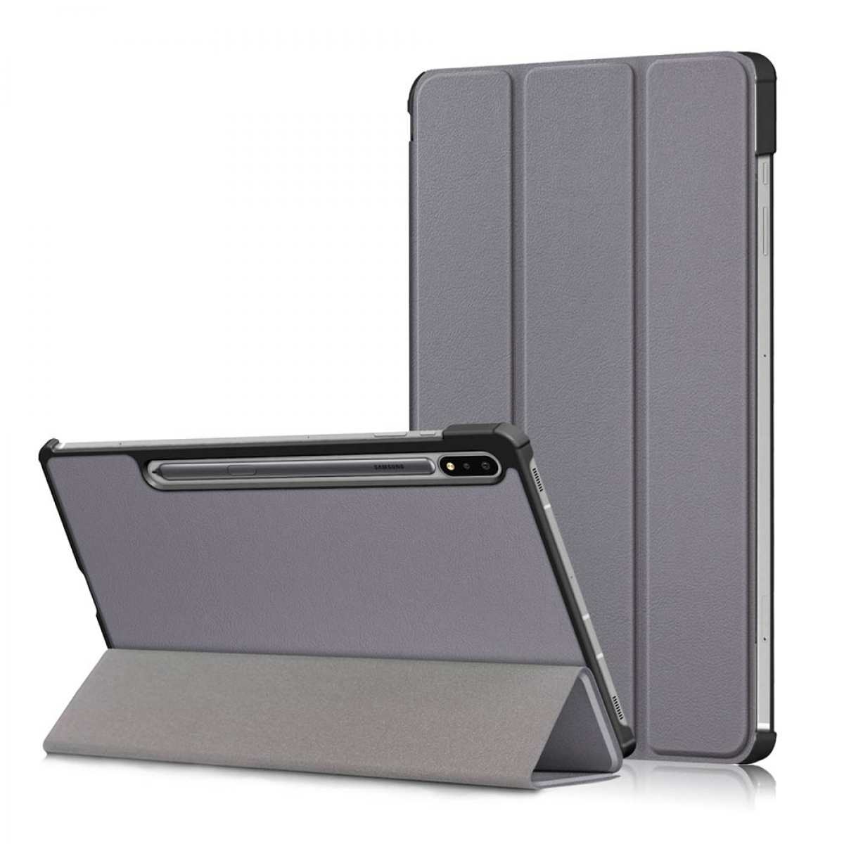 Grau Samsung Bookcover Aktiv Kunststoff, CASEONLINE Tablethülle für