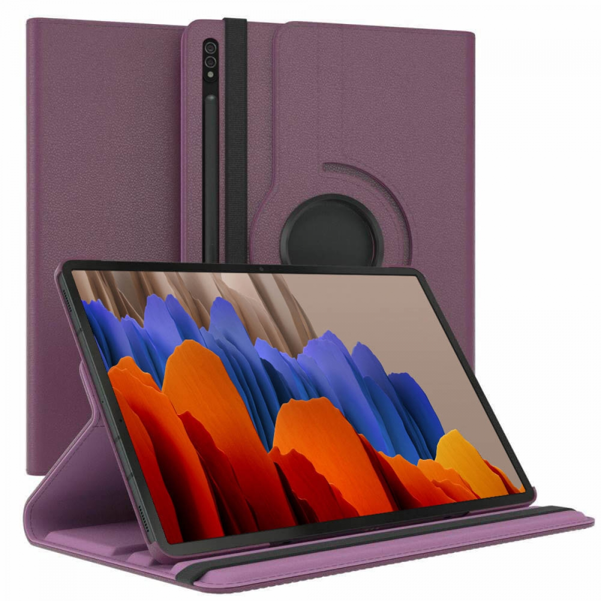 Full Synthetic Tablethülle Cover CASEONLINE Samsung Violett Leather, für 360 Drehbar