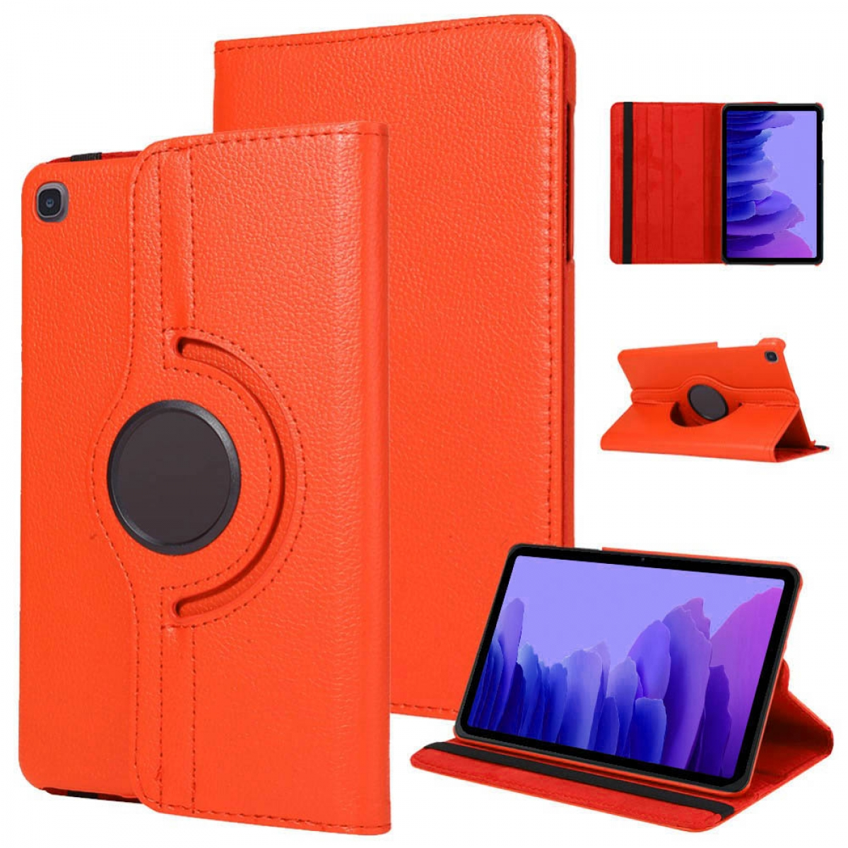 für Leather, CASEONLINE Samsung Cover 360 Tablethülle Full Imitation Drehbar Orange