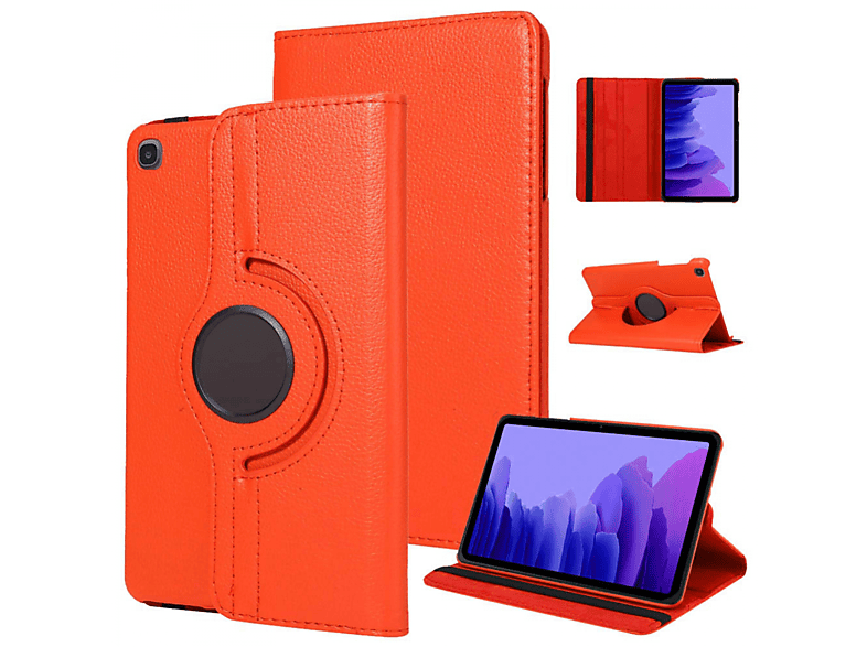 CASEONLINE 360 Drehbar Tablethülle Full Cover für Samsung Imitation Leather, Orange