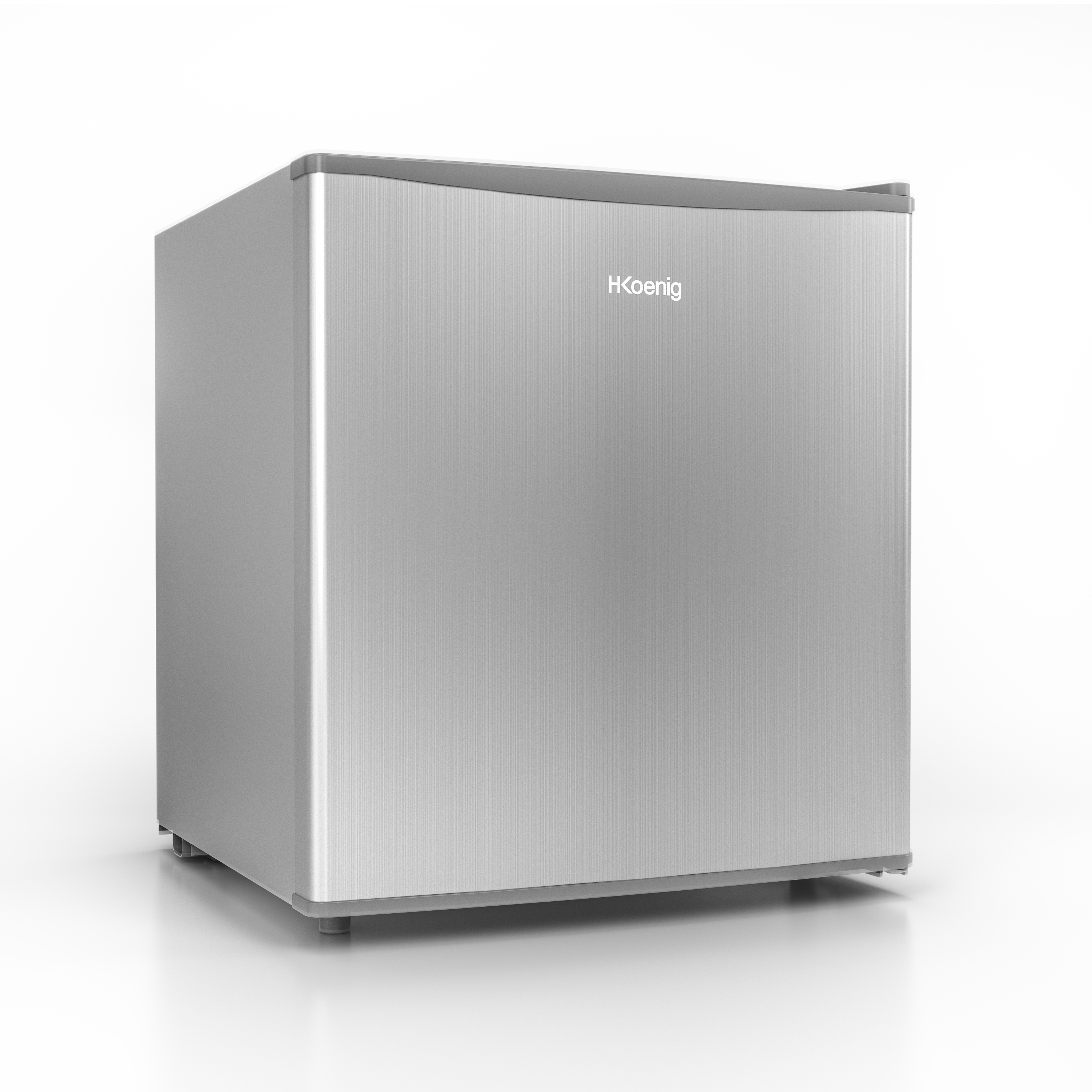 Mini frigo HKoenig argentato. Design semplice, piccolo.