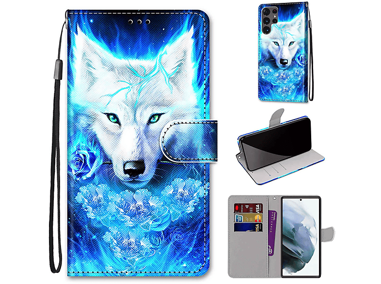 KÖNIG DESIGN Book Case, Bookcover, 5G, Rose Ultra Galaxy Dick S22 Wolf Samsung