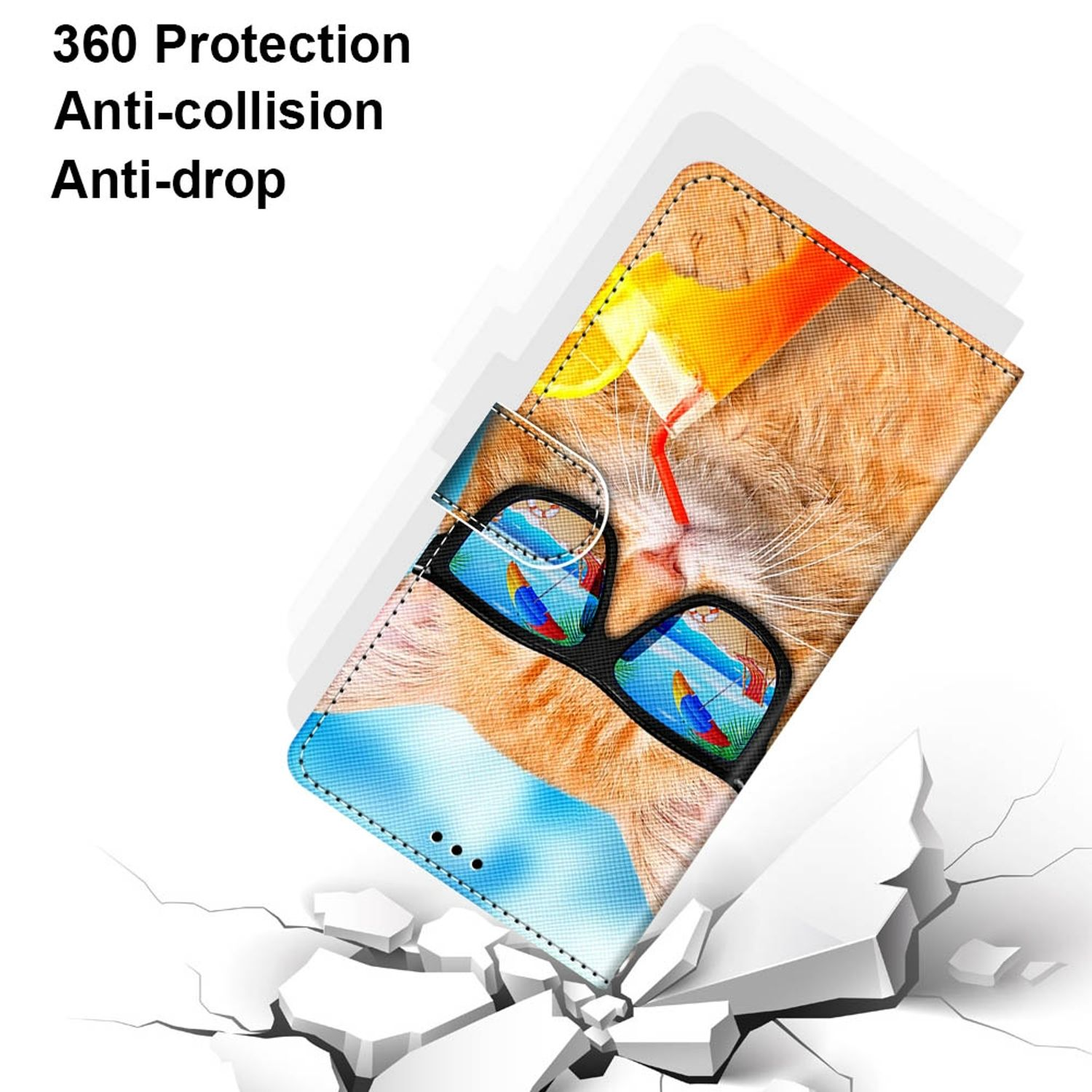 KÖNIG DESIGN Book Case, Bookcover, Galaxy Katze Soda S22 5G, trinkt Ultra Samsung