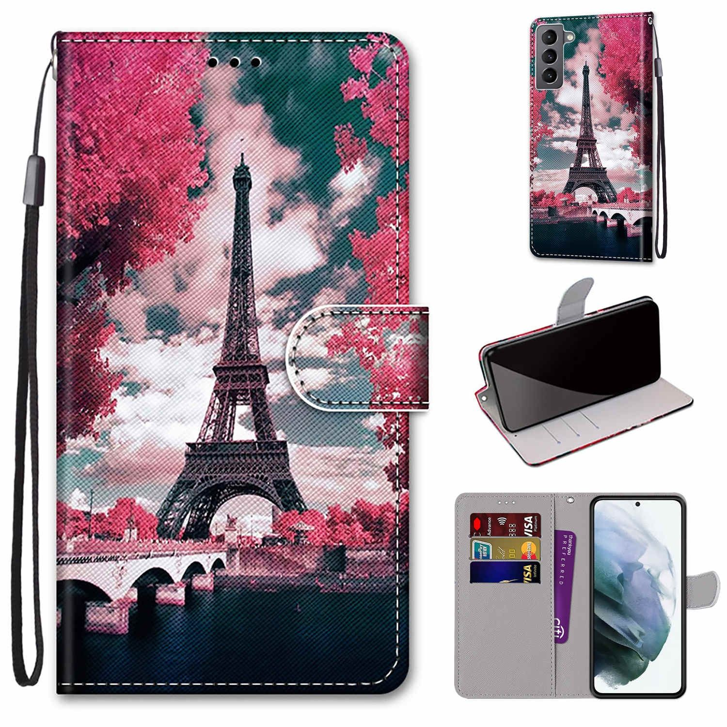 Blume Case, DESIGN Bookcover, Galaxy 5G, S22 Book Rosa KÖNIG Samsung, Brücke Turm