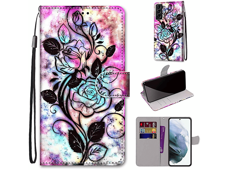 DESIGN Bookcover, Galaxy Book Samsung, Bottom KÖNIG Farbe Flower Case, Plus 5G, Hollow S22