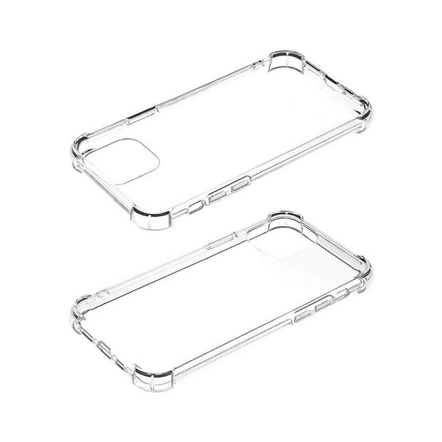 Zwei durchsichtige Handyhüllen. Sie sind transparent und scheinen leer zu sein.