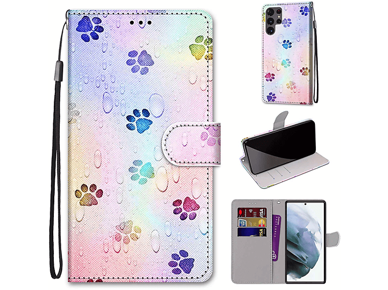 Ultra Fußabdruck Book Case, Galaxy DESIGN Samsung, KÖNIG 5G, Bookcover, S22 Wassertropfen