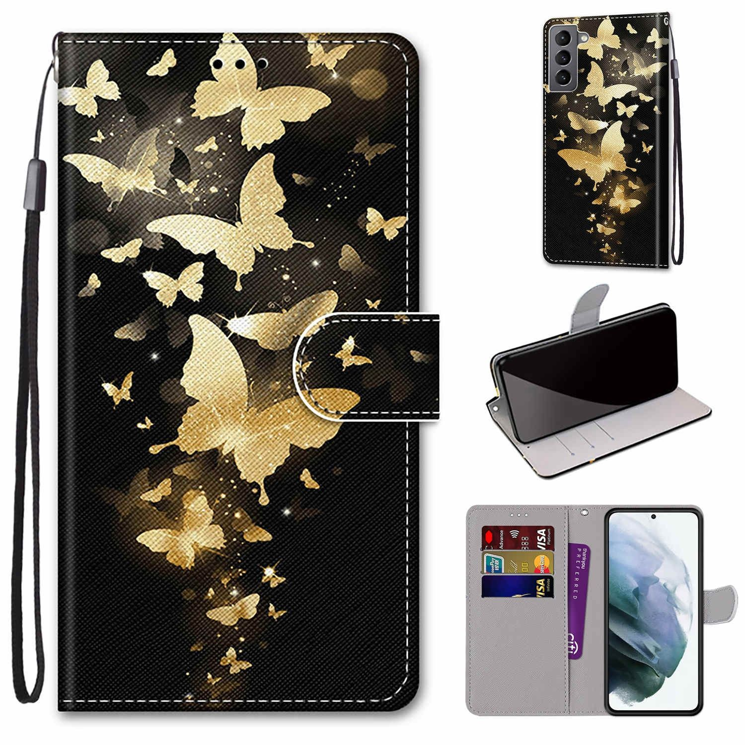 KÖNIG DESIGN Galaxy Goldene Case, Samsung, S22 Schmetterlingsgruppe Bookcover, 5G, Book