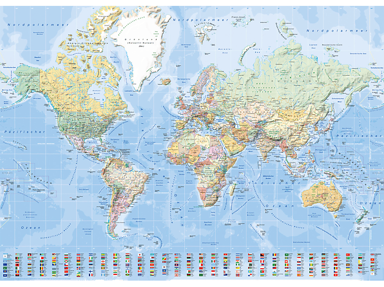 Weltkarte Flaggen mit - Landkarten deutsch