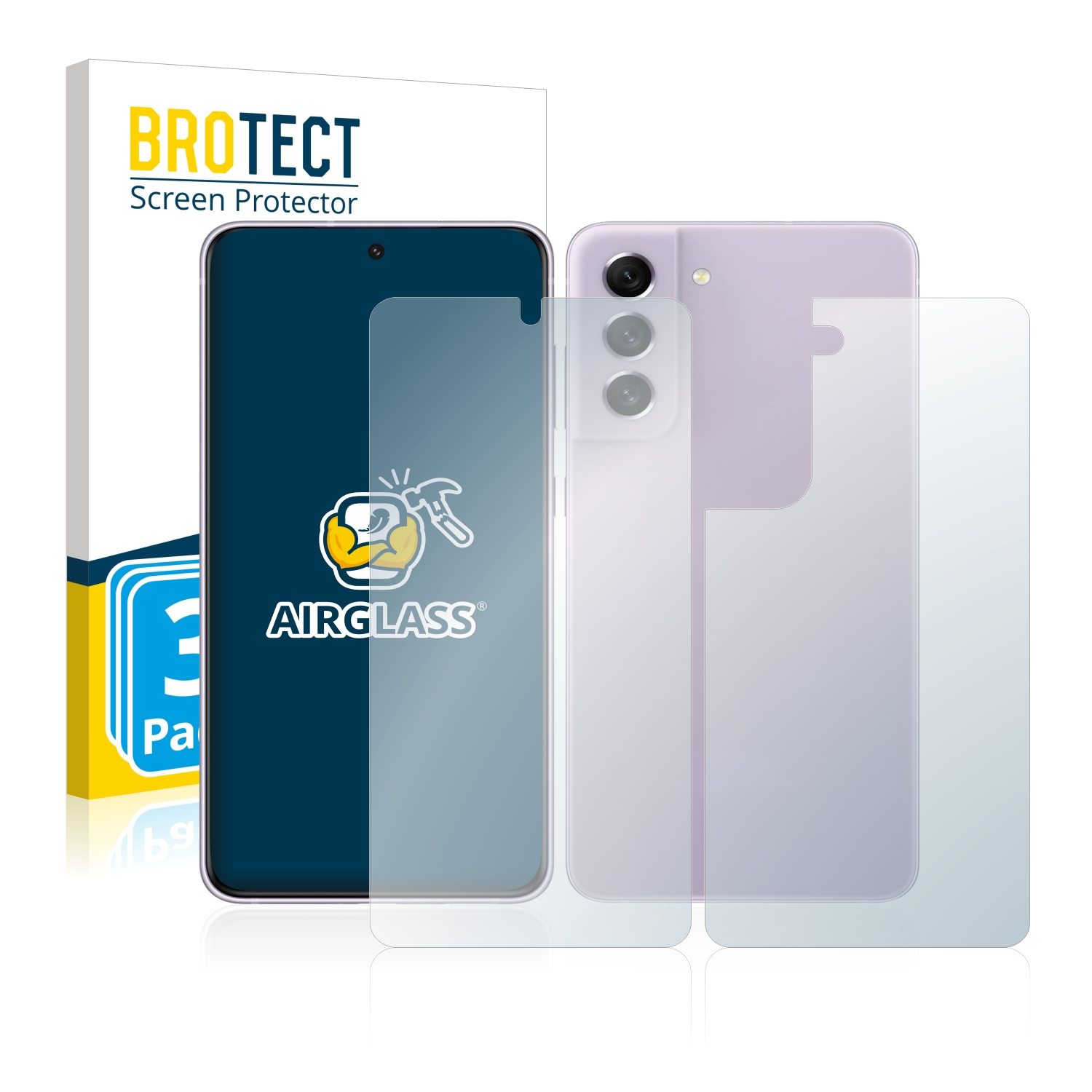 BROTECT 3x Airglass 5G) S21 FE Samsung Galaxy klare Schutzfolie(für