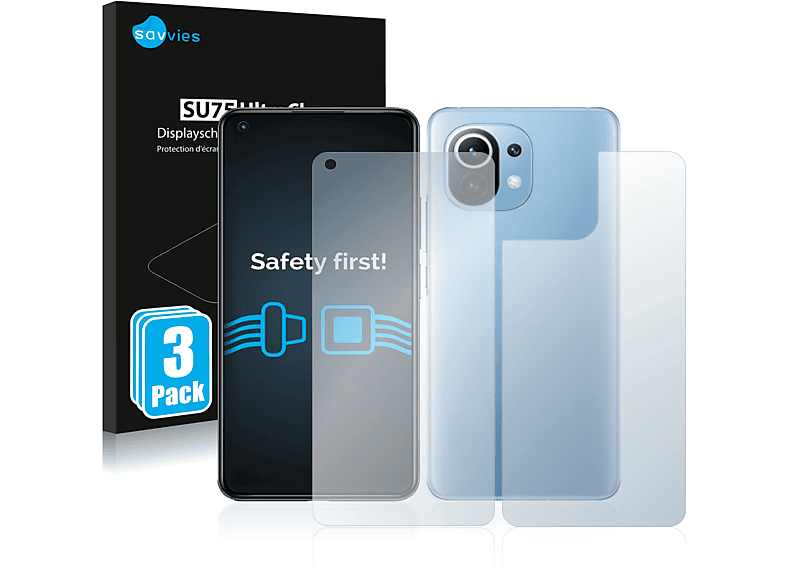 SAVVIES 6x klare Schutzfolie(für Xiaomi Mi 11 Lite)