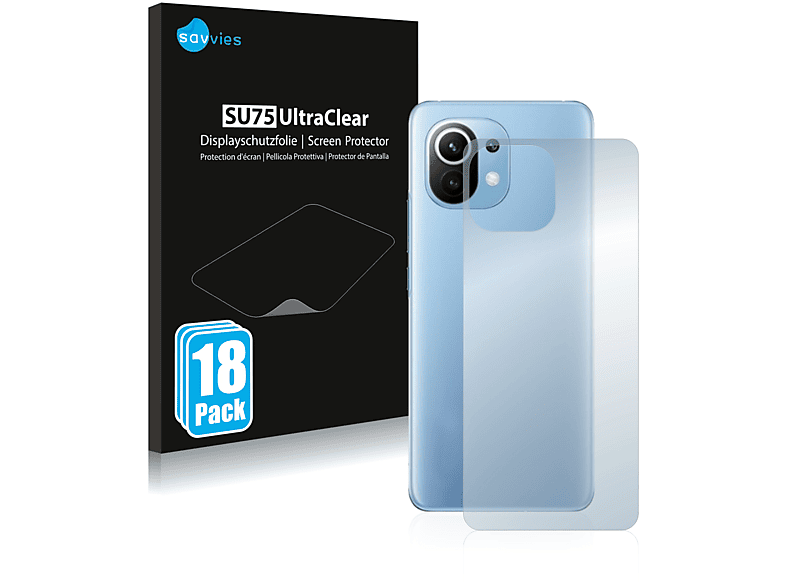 SAVVIES 18x klare Schutzfolie(für Xiaomi 11 Lite) Mi