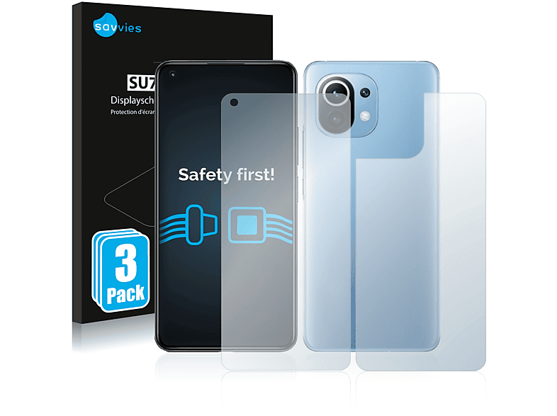 SAVVIES 6x klare Schutzfolie(für Xiaomi 11 Mi Lite 5G)