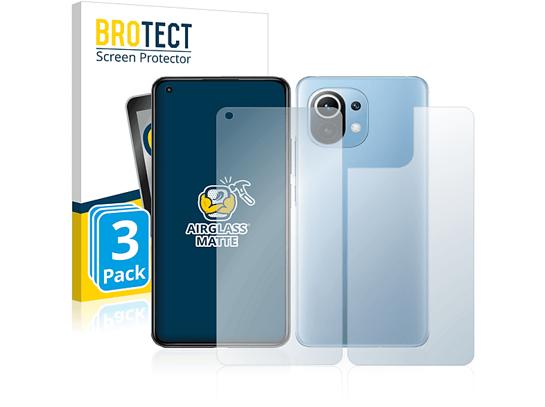 BROTECT 3x Airglass matte Schutzfolie(für Xiaomi Mi 11 Lite)