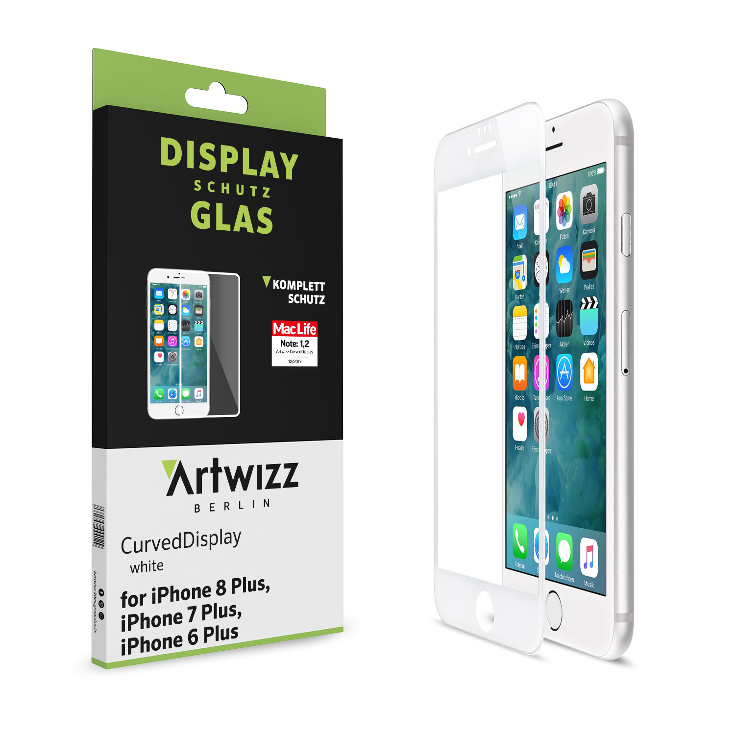 ARTWIZZ CurvedDisplay (2er Pack) iPhone / Plus Apple Plus / 8 7 Plus) Displayschutz(für 6