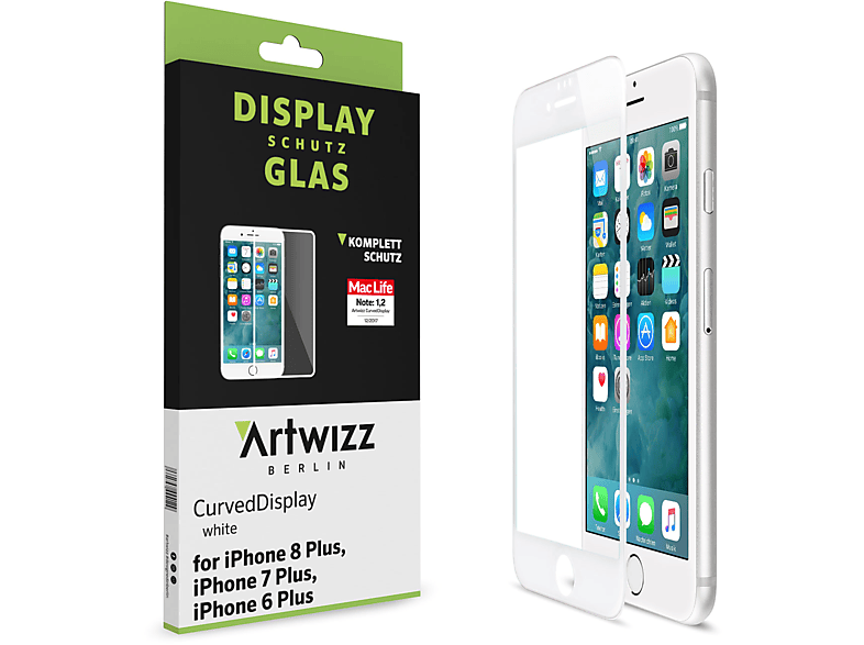 ARTWIZZ CurvedDisplay (2er Plus) Plus iPhone Apple Plus 7 Pack) / / Displayschutz(für 6 8