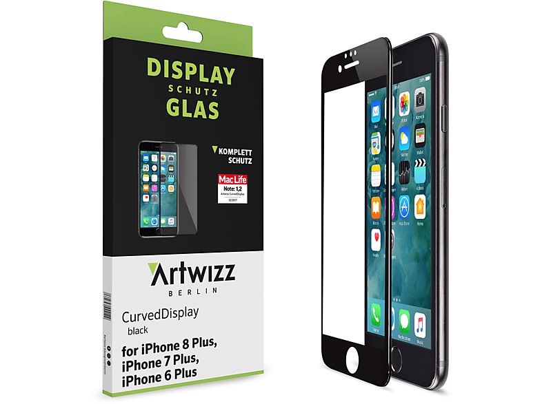 ARTWIZZ CurvedDisplay (2er Pack) Apple iPhone Plus Plus) Plus 8 7 6 / Displayschutz(für 