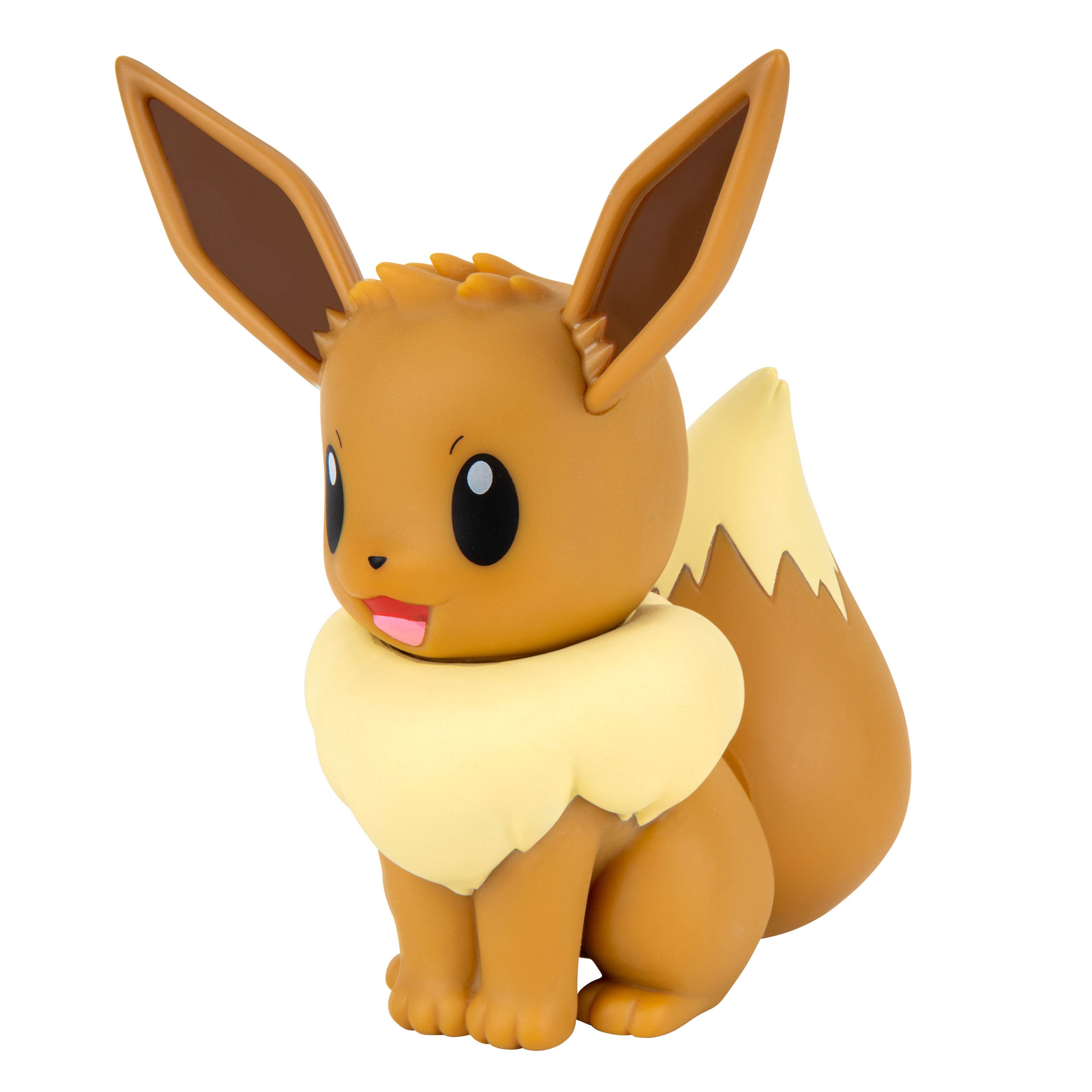 Eevee-Figur in sitzender Position. Braun und Beige, große Ohren.