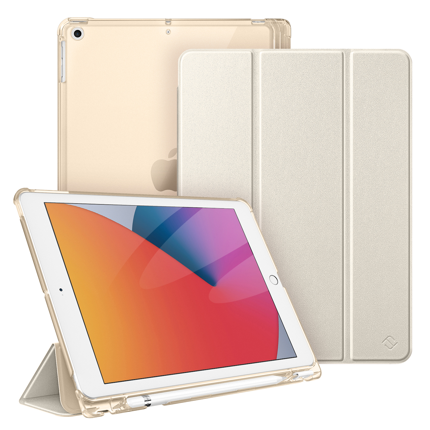 iPad Tablethülle Kunststoff, Champagner Kunstleder, FINTIE Gold Hülle für Polykarbonat, Bookcover