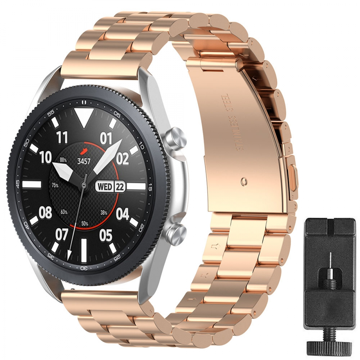 Samsung, 3 CASEONLINE Rose Watch Galaxy Edelstahl, Smartband, (45mm),