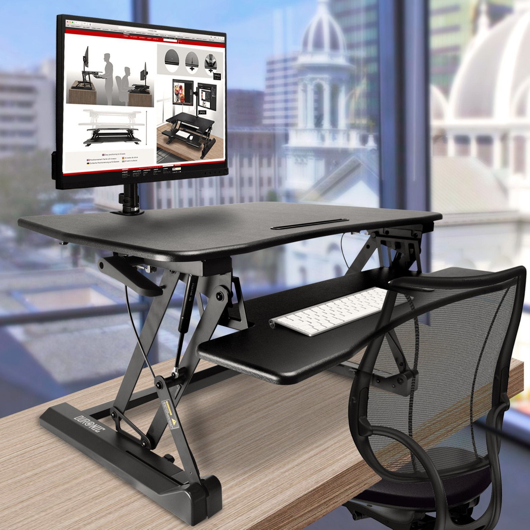 Höhenverstellbar Workstation | DURONIC Schreibtisch | 50 Tisch bis 15 DM05D4 | Höhenverstellbarer Computertisch Sitz-Steh cm