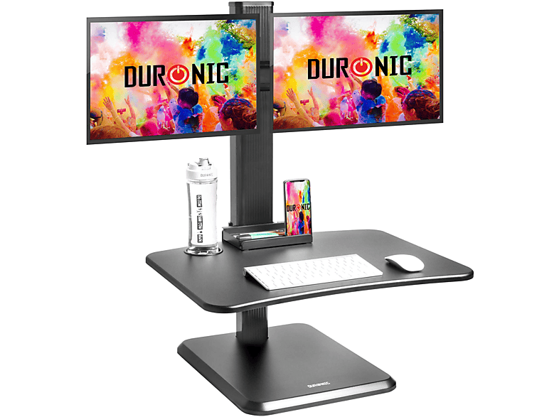 DURONIC DM05D15 Workstation | Sitz-Steh Höhenverstellbarer cm Tisch | Schreibtisch | Höhenverstellbar Dual-Monitorarm 65 99 bis