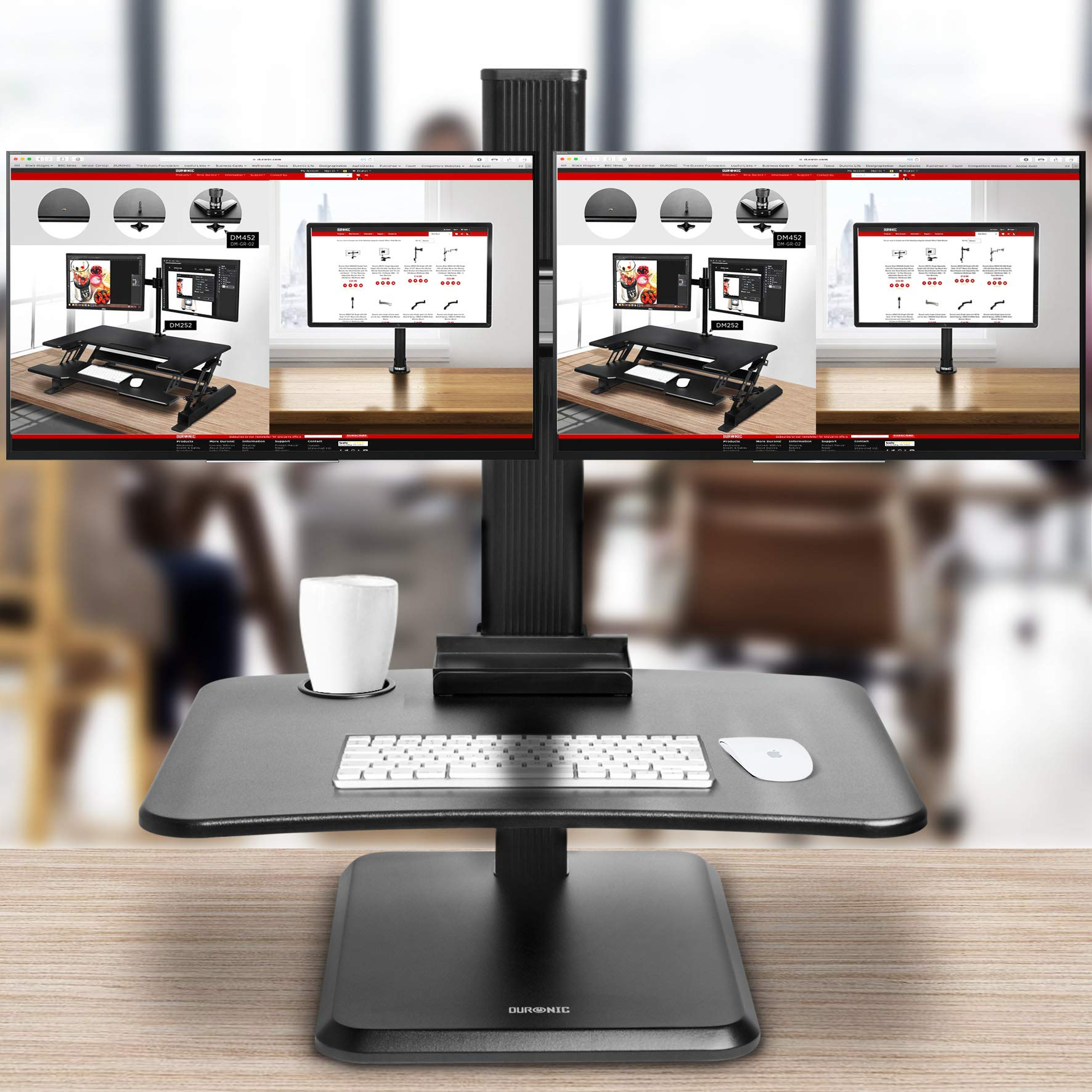 Tisch Schreibtisch bis | Workstation Höhenverstellbar DM05D15 DURONIC 65 99 Höhenverstellbarer Dual-Monitorarm | | Sitz-Steh cm