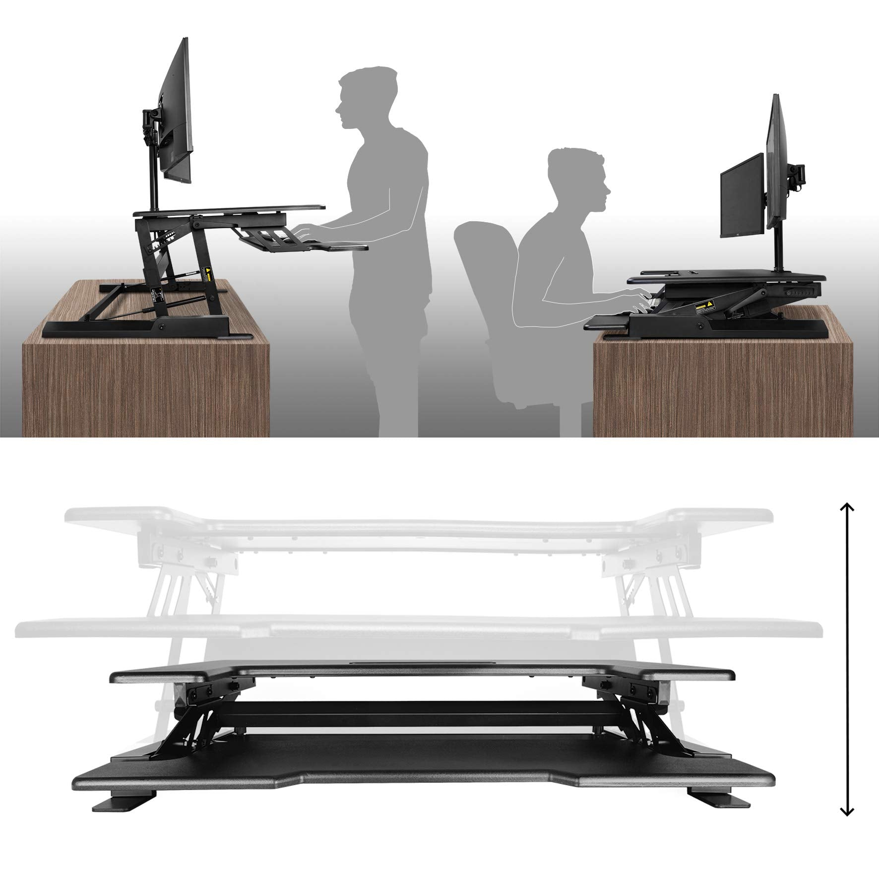 Sitz-Steh von | DURONIC Schreibtisch bis Computertisch BK 16 41 Höhenverstellbar Workstation | Tisch Höhenverstellbarer DM05D1 cm |