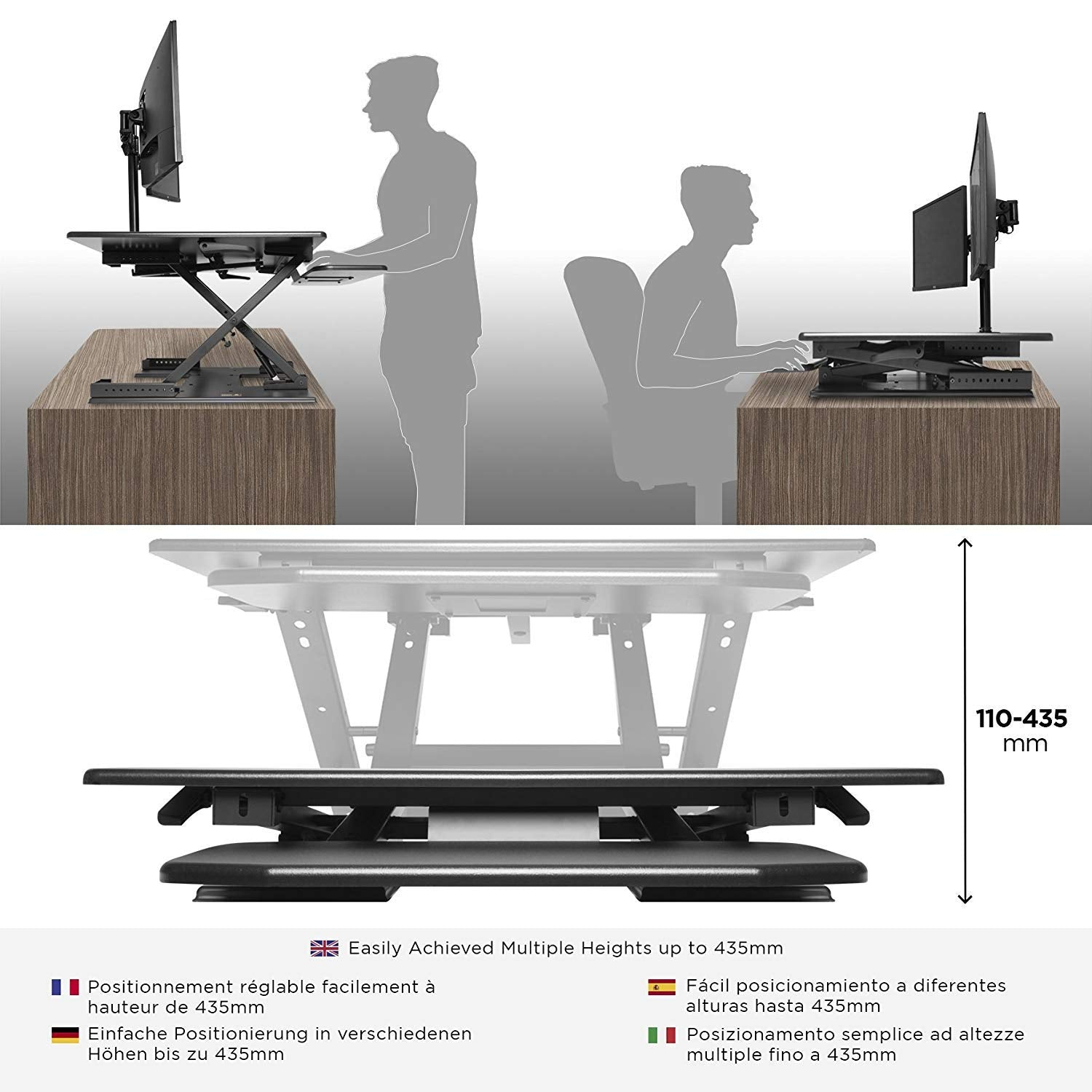 DURONIC DM05D6 Workstation | Höhenverstellbar Tisch 13 Höhenverstellbarer Schreibtisch Sitz-Steh cm 43 Computertisch | | bis