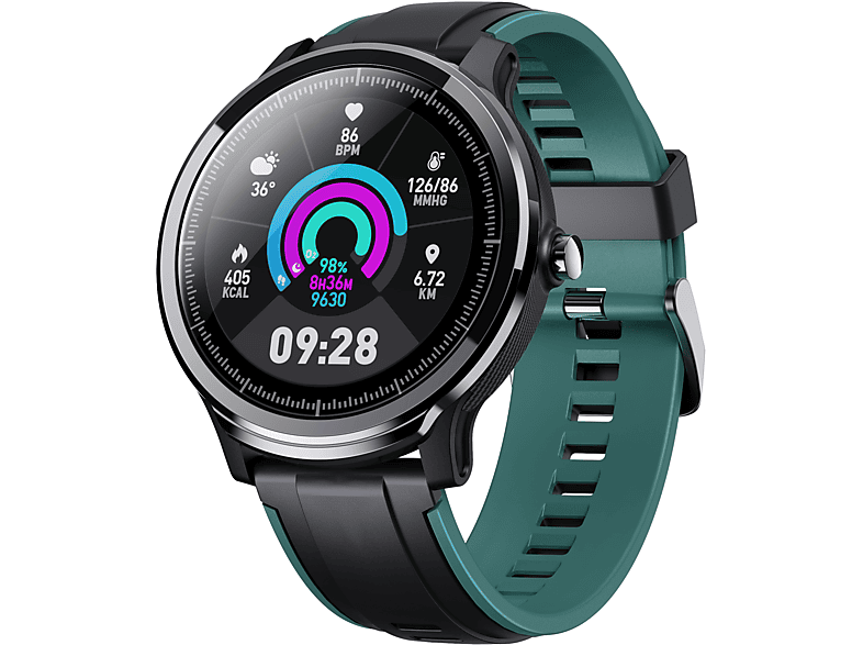 LOOKIT Enjoy Smartwatch Grün Multisport, Gesundheit und Benachrichtigungen Smartwatch TPU, Zweifarbig: Silikagel, grün