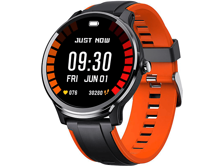 LOOKIT Enjoy Smartwatch Rot Smartwatch Teilweise Carbon TPU, Zweifarbig: Silikagel, rot