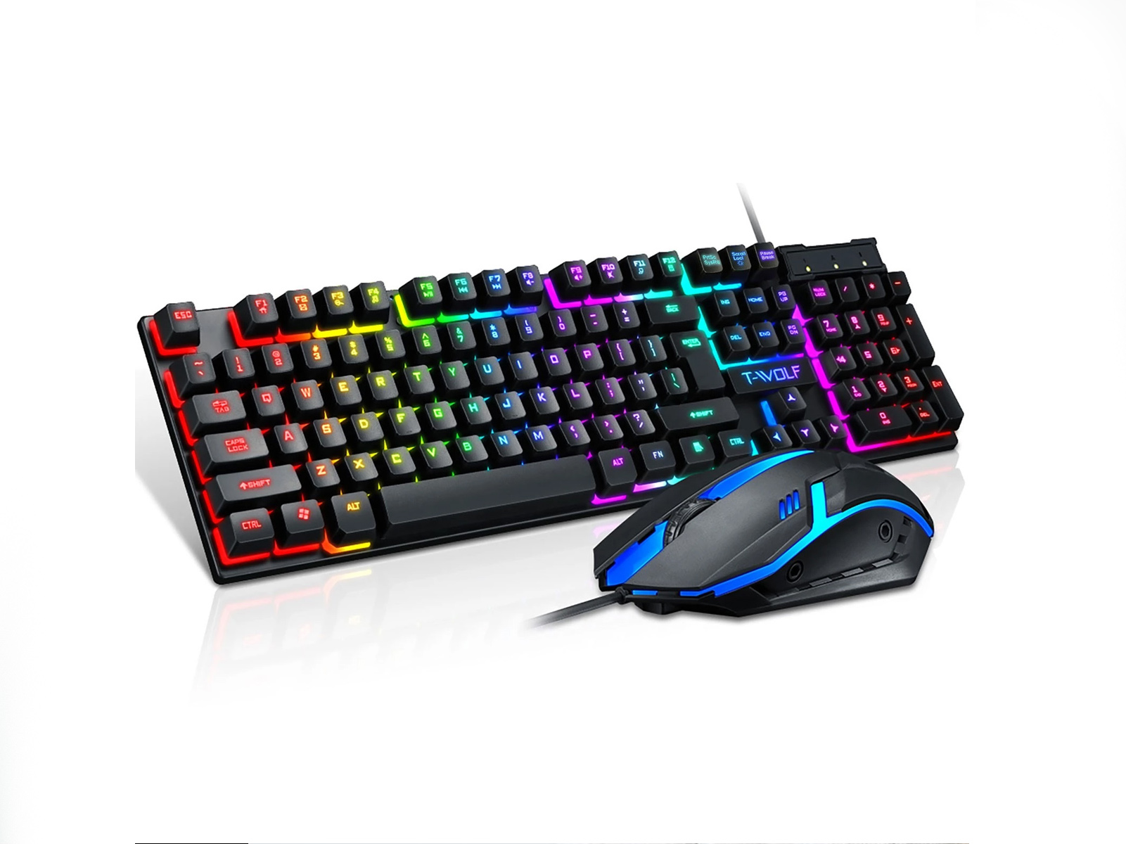 Teclado Gaming Con cable usb retroiluminado klack pack 104 led videojuegos streaming ktf2000 por