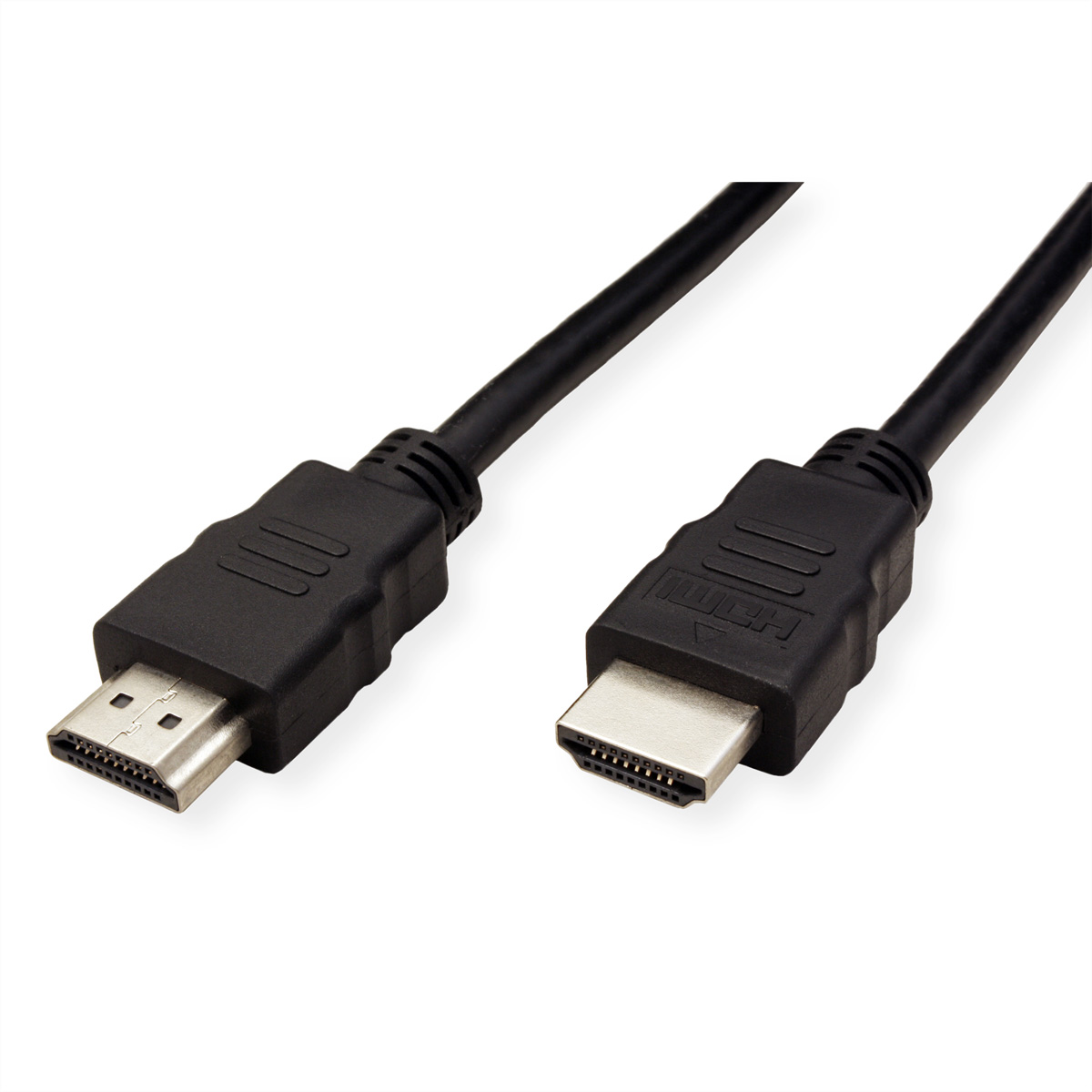 Twee zwarte HDMI-kabels met connectoren op een wit oppervlak.