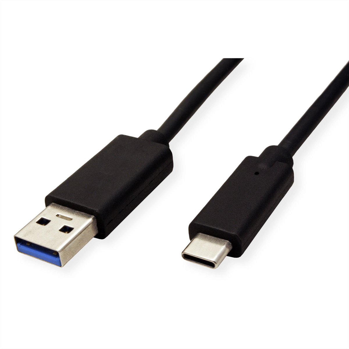 Two black USB cables, one with a USB-A connector and the other with a USB-C connector.