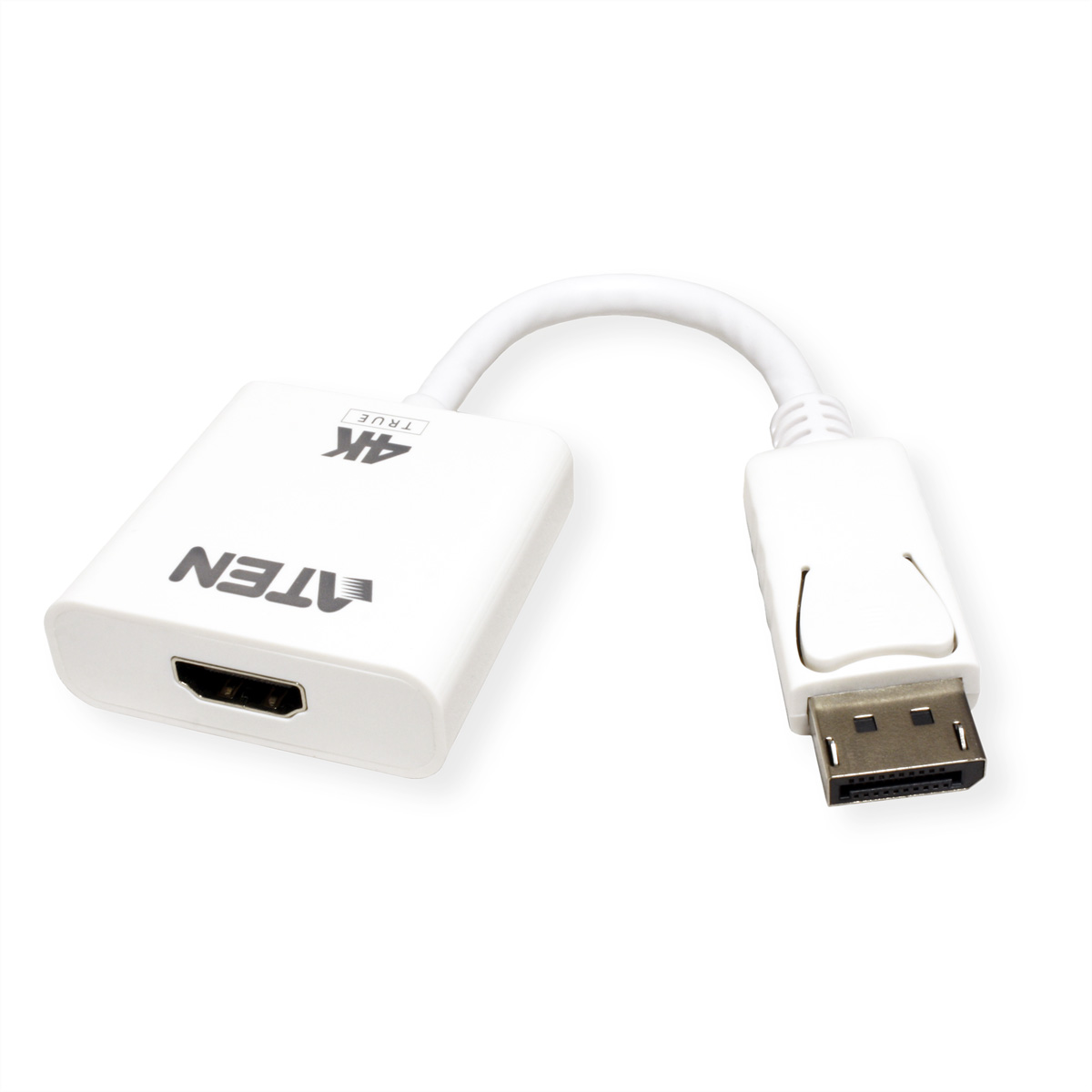 Biały kabel adaptera HDMI na DisplayPort na białym tle.