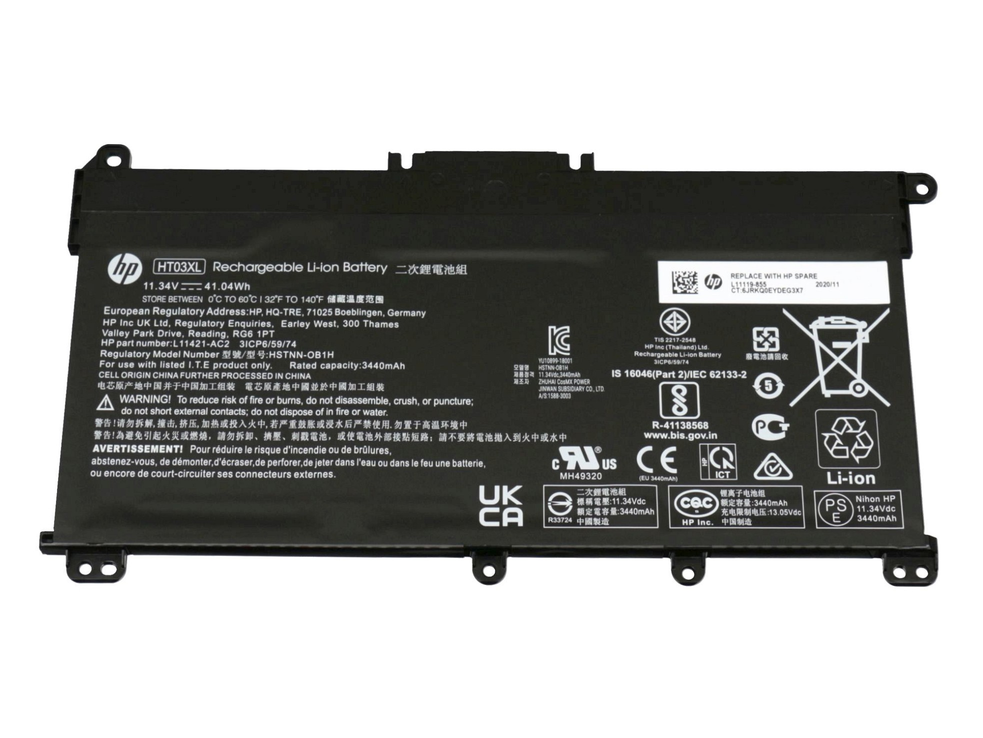 HP L11421-542 Original Li-Polymer 3420 HT03XL mAh Volt, 11.34 Akku