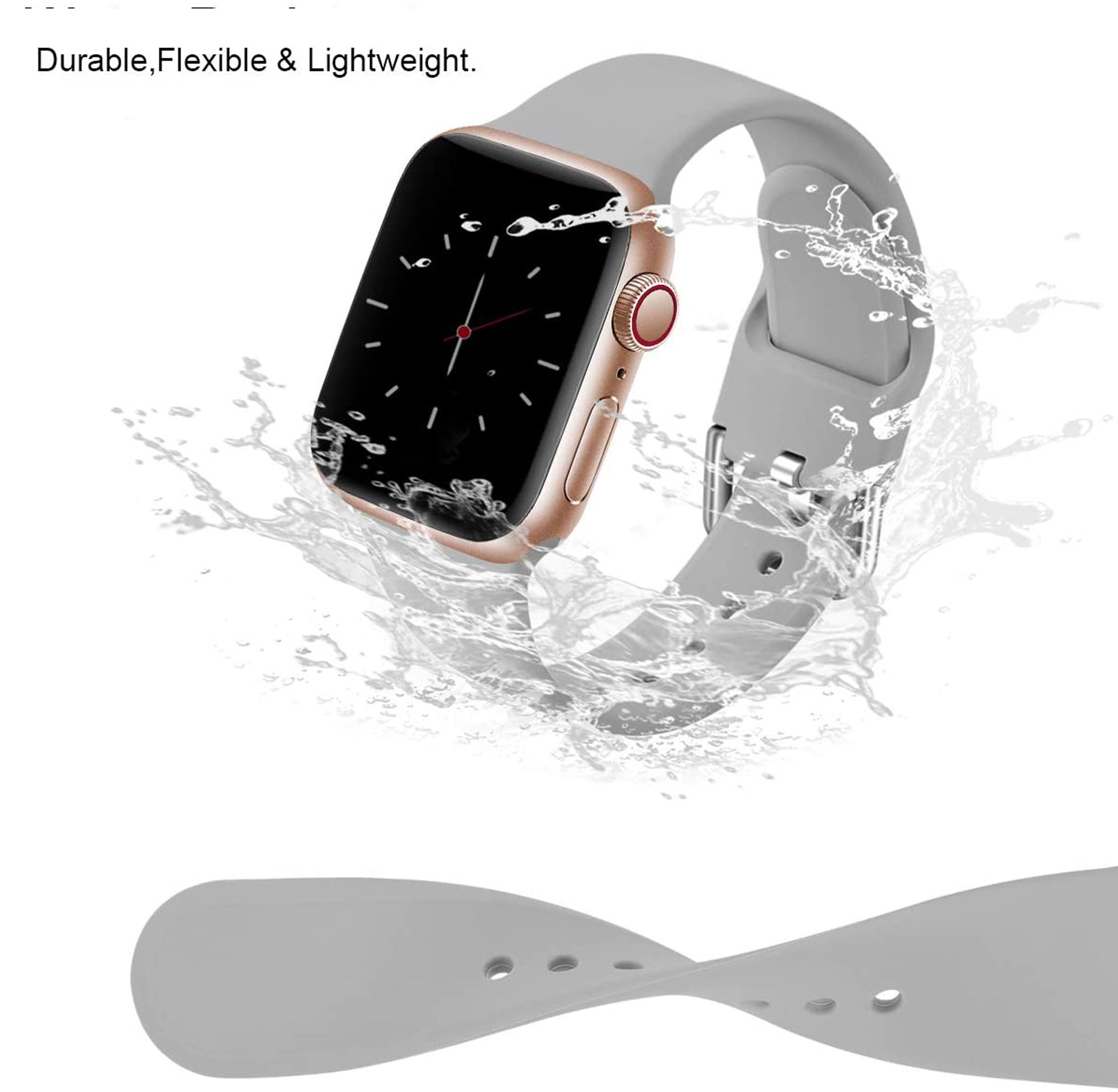 LOOKIT 42-0122BSAP-GR Ersatzband / Watch Watch Ersatzarmband, 42mm/44mm/45mm, S), Apple für Apple, passend Grau (Länge