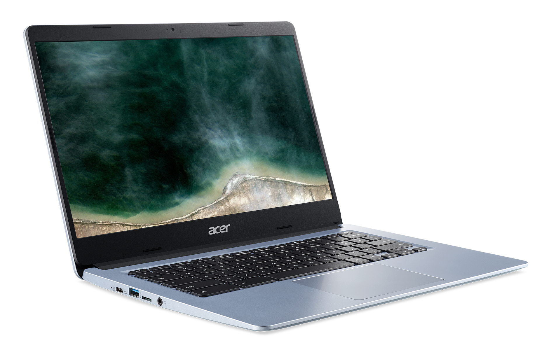 ACER Chromebook GB RAM, Silber 4 Display, Chromebook Zoll 314 64 Intel® mit eMMC, GB 14,0 CB314-1H-C2KX, Prozessor, Celeron®