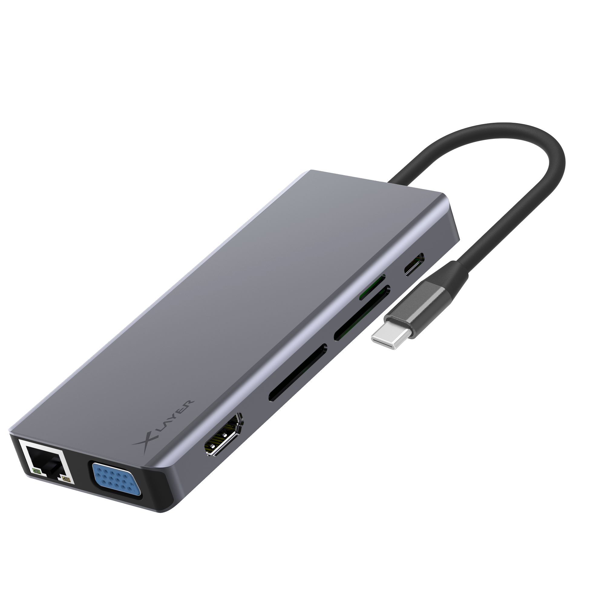 1, in 13 XLAYER Hub, Grau USB-C