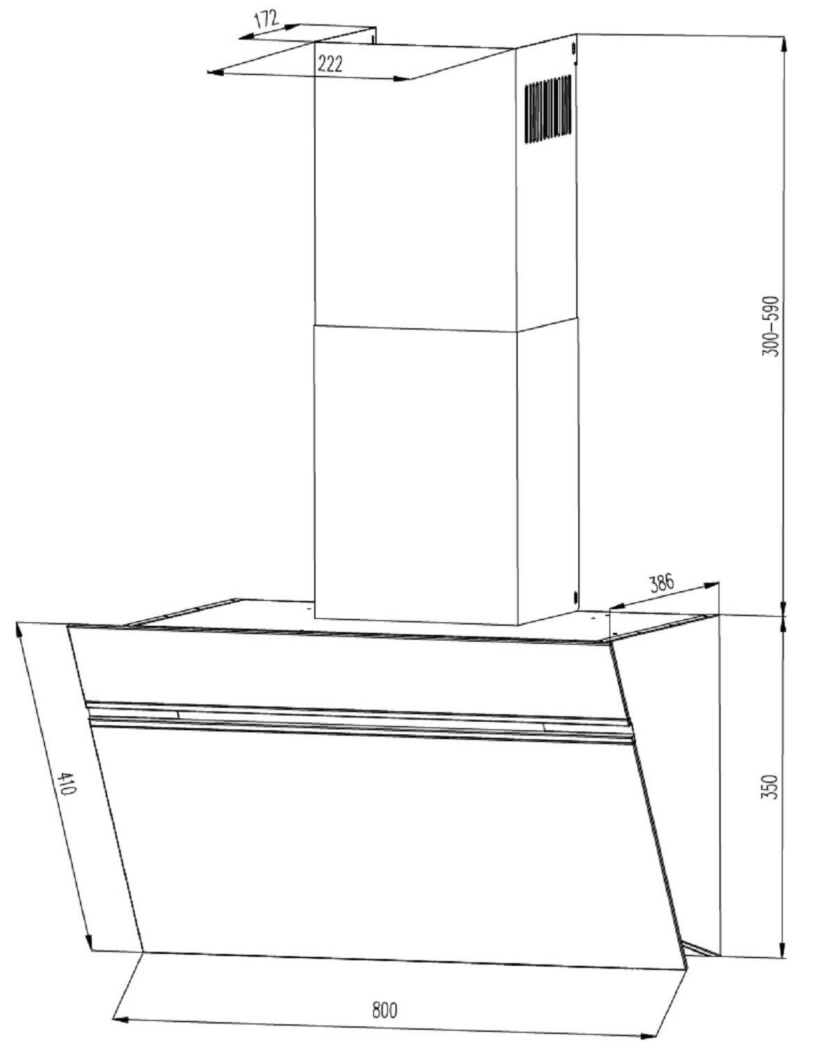 SL ABTZ, breit, cm S5-80 Dunstabzugshaube (80 38,60 cm tief) WOLKENSTEIN