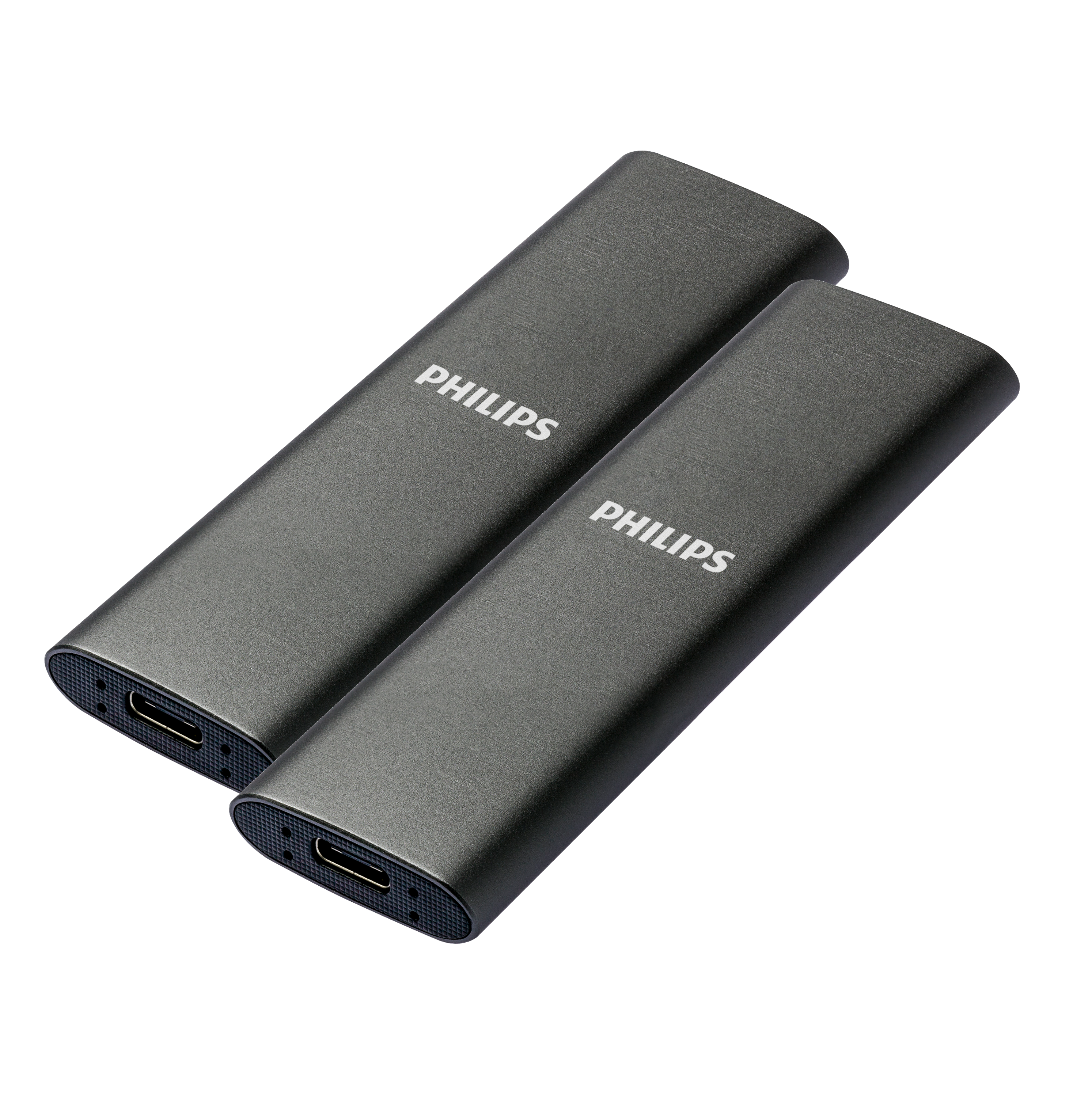 PHILIPS Portable SSD Festplatte USB-C extern, GB SSD, FM25SS030P/20, Pack, 2er 250 3.2, Anthrazit