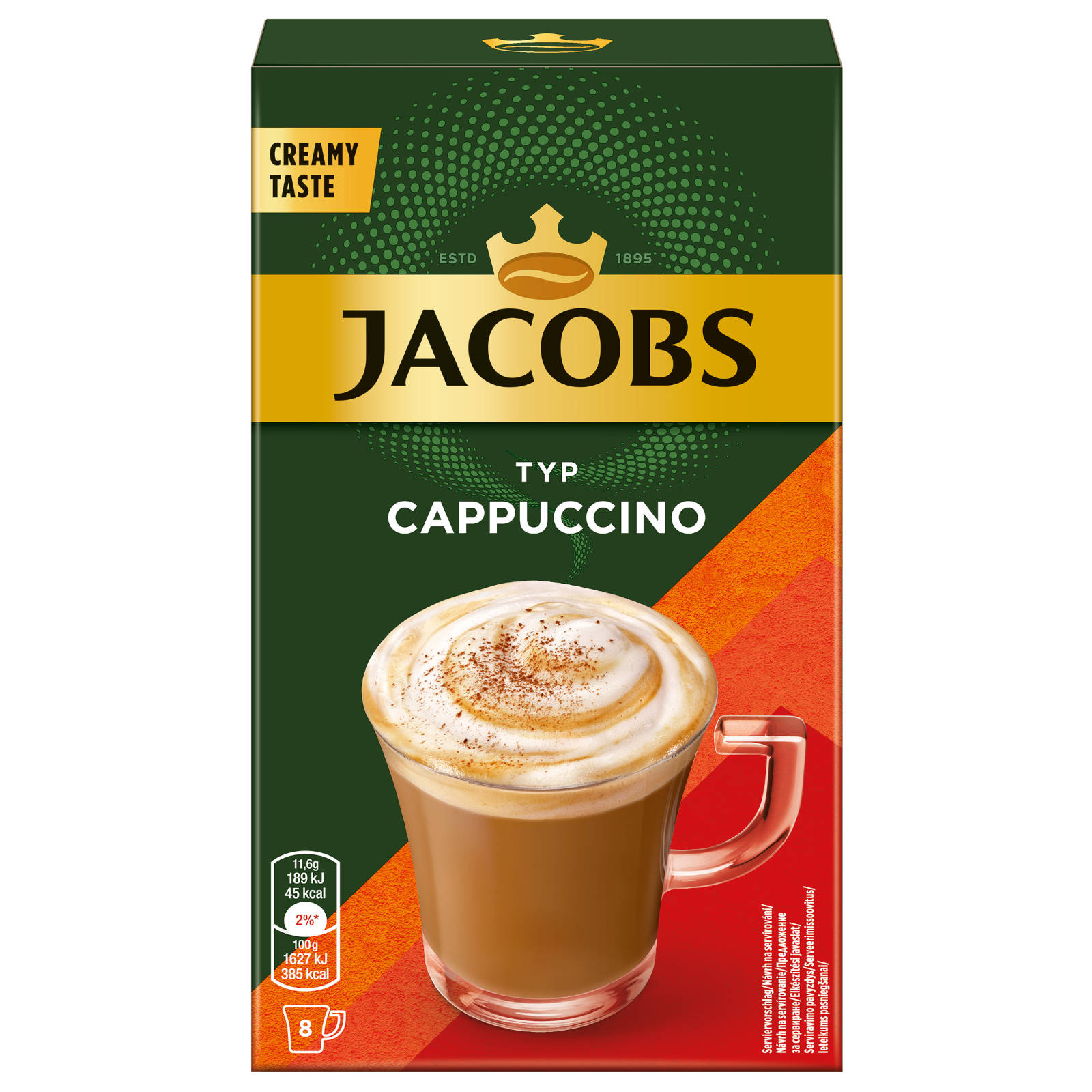 Wasser Typ 40 JACOBS Cappuccino auflösen) Getränke Löskaffee Sticks heißem (In