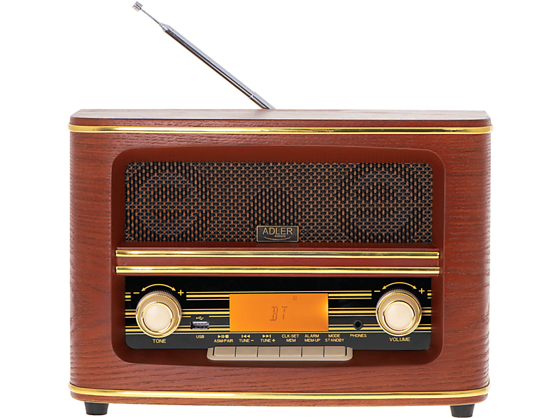 ADLER Retro Radio, braun FM, Bluetooth