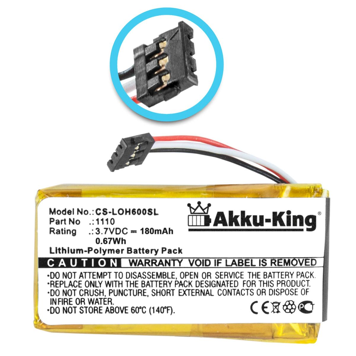 3.7 180mAh Volt, Geräte-Akku, 1110 mit Akku AKKU-KING kompatibel Logitech Li-Polymer