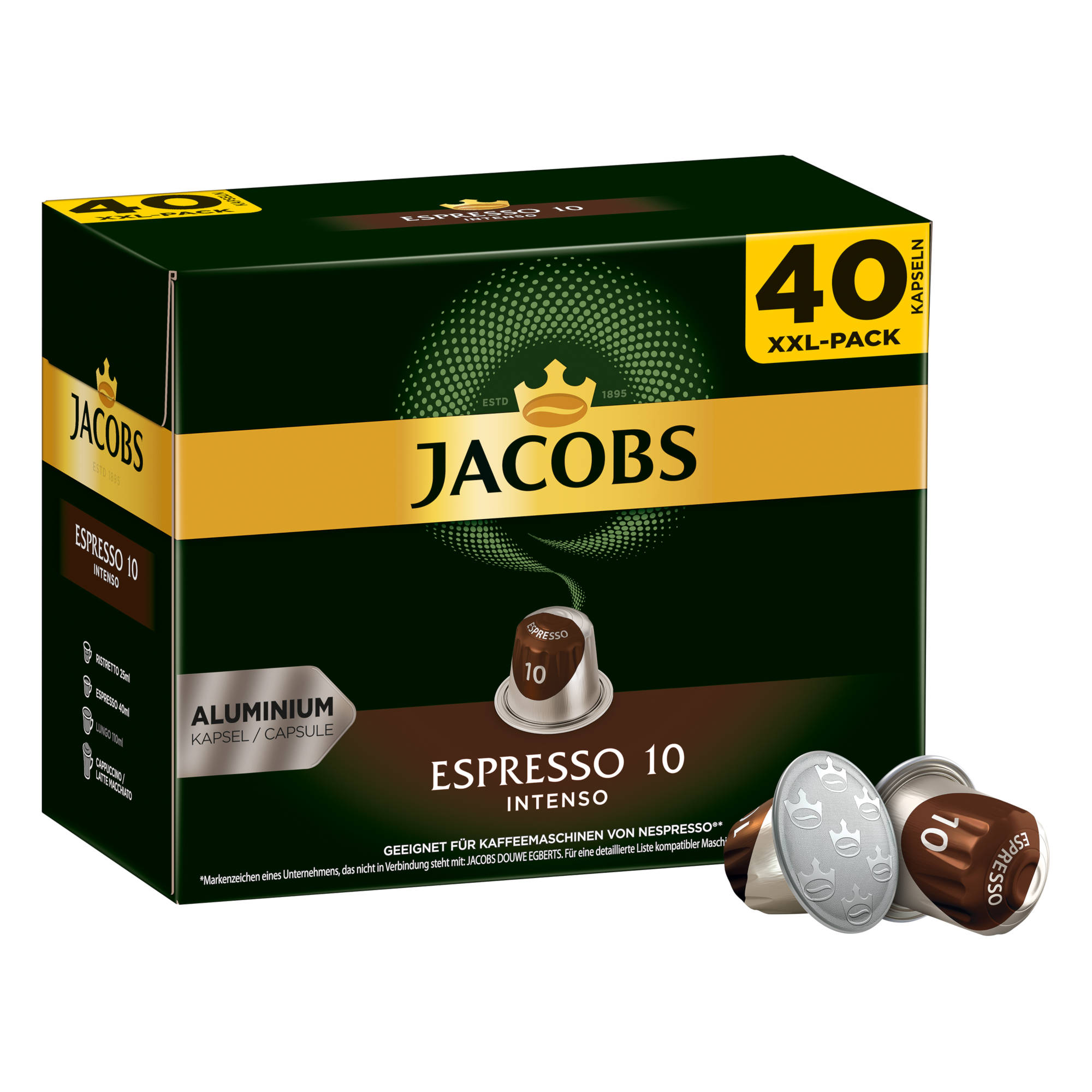 (Nespresso + System) Kaffeekapseln 160 Espresso 10 XXL-Packs Intenso Classico Nespresso®* - Lungo kompatible JACOBS 6