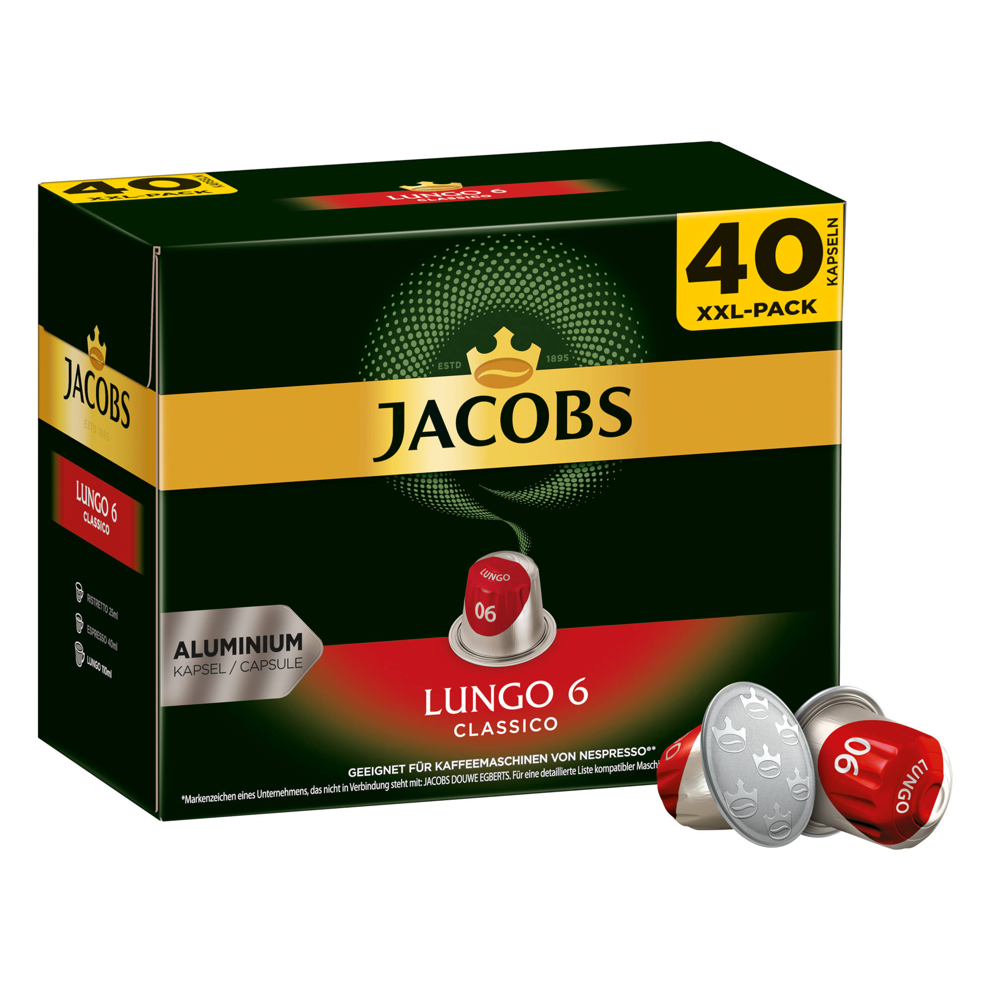 JACOBS Lungo 160 System) Classico kompatible Nespresso®* 8 Lungo + XXL-Packs Intenso (Nespresso Kaffeekapseln 6